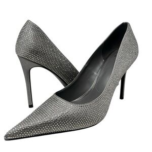 Mango Shimmering Silver Heels